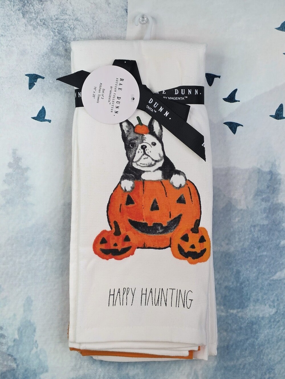 Frenchie Happy Haunting French Bulldog Rae Dunn Kitchen Towels